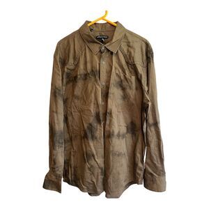 Affliction Mens Long Sleeve Button Down Brown Distressed Size XL